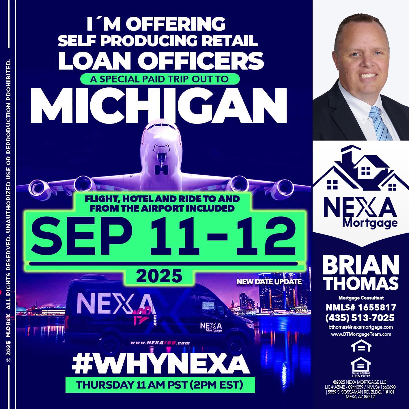 michigan sep 11-12 - Brian Thomas -Mortgage Loan Originator