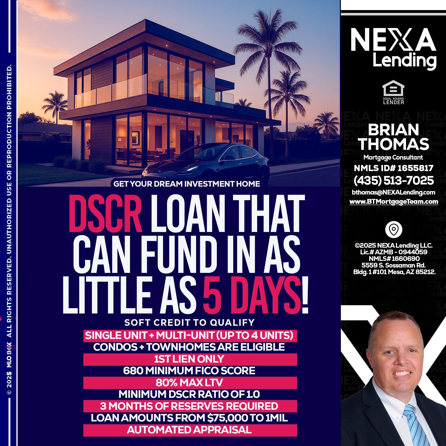 DSCR - Brian Thomas -Mortgage Loan Originator