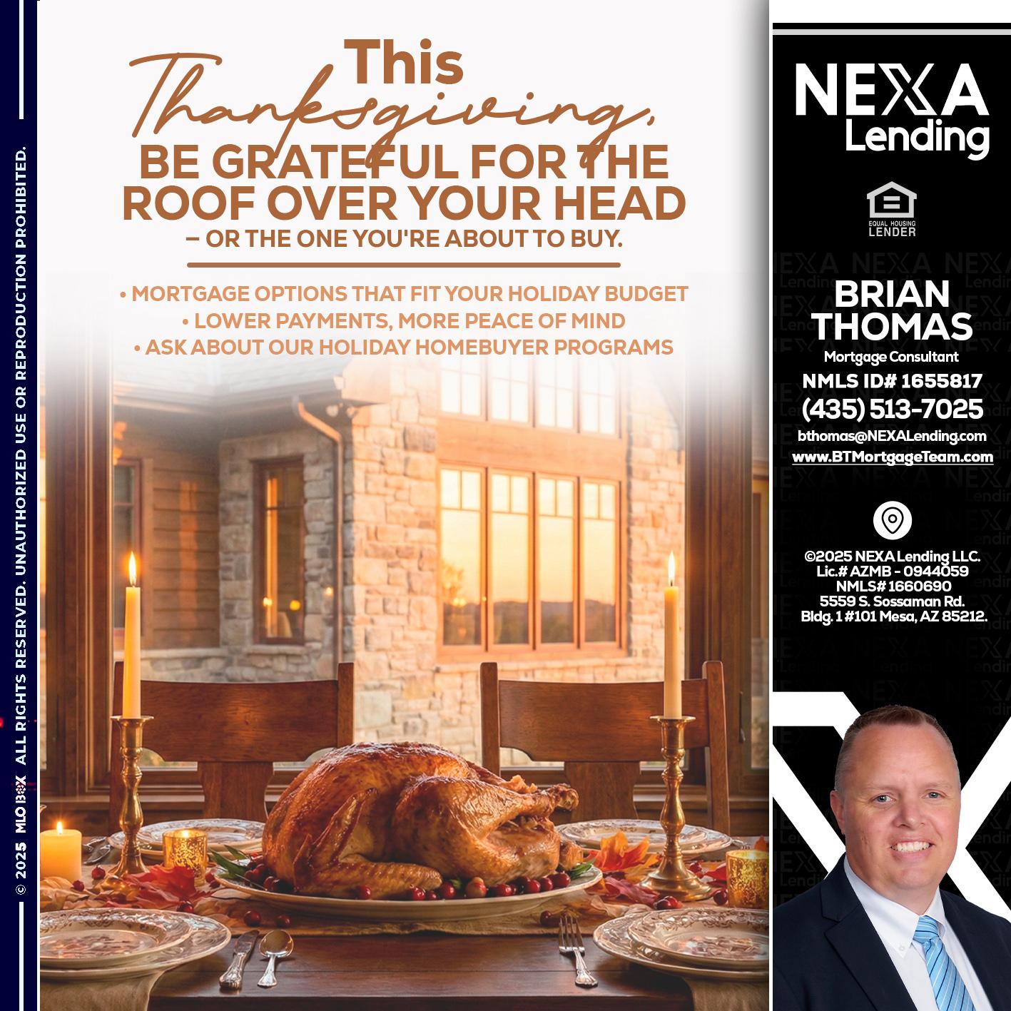 THIS THANKSGIVING - Brian Thomas -Mortgage Loan Originator