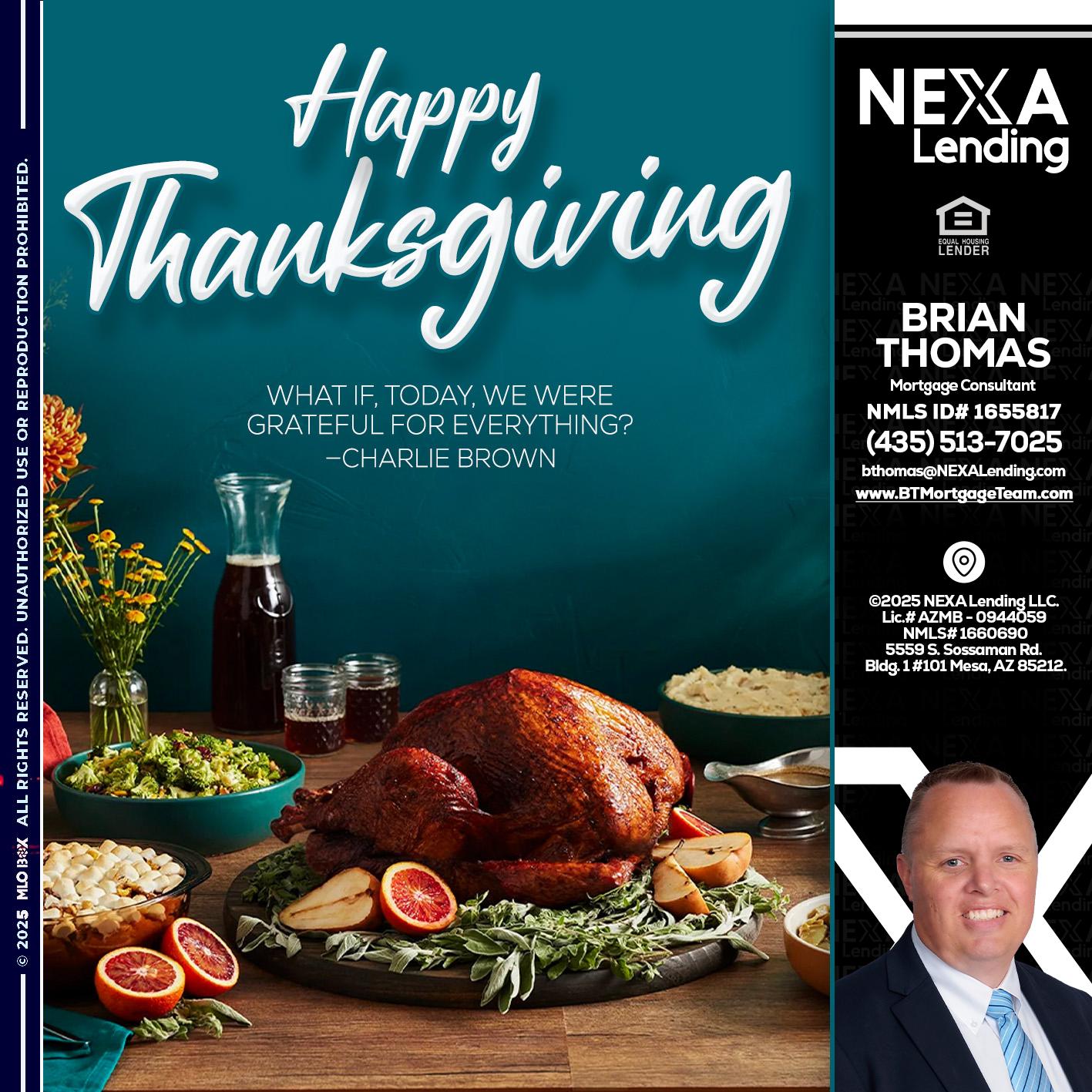 happy Thanksgiving - Brian Thomas -Mortgage Loan Originator