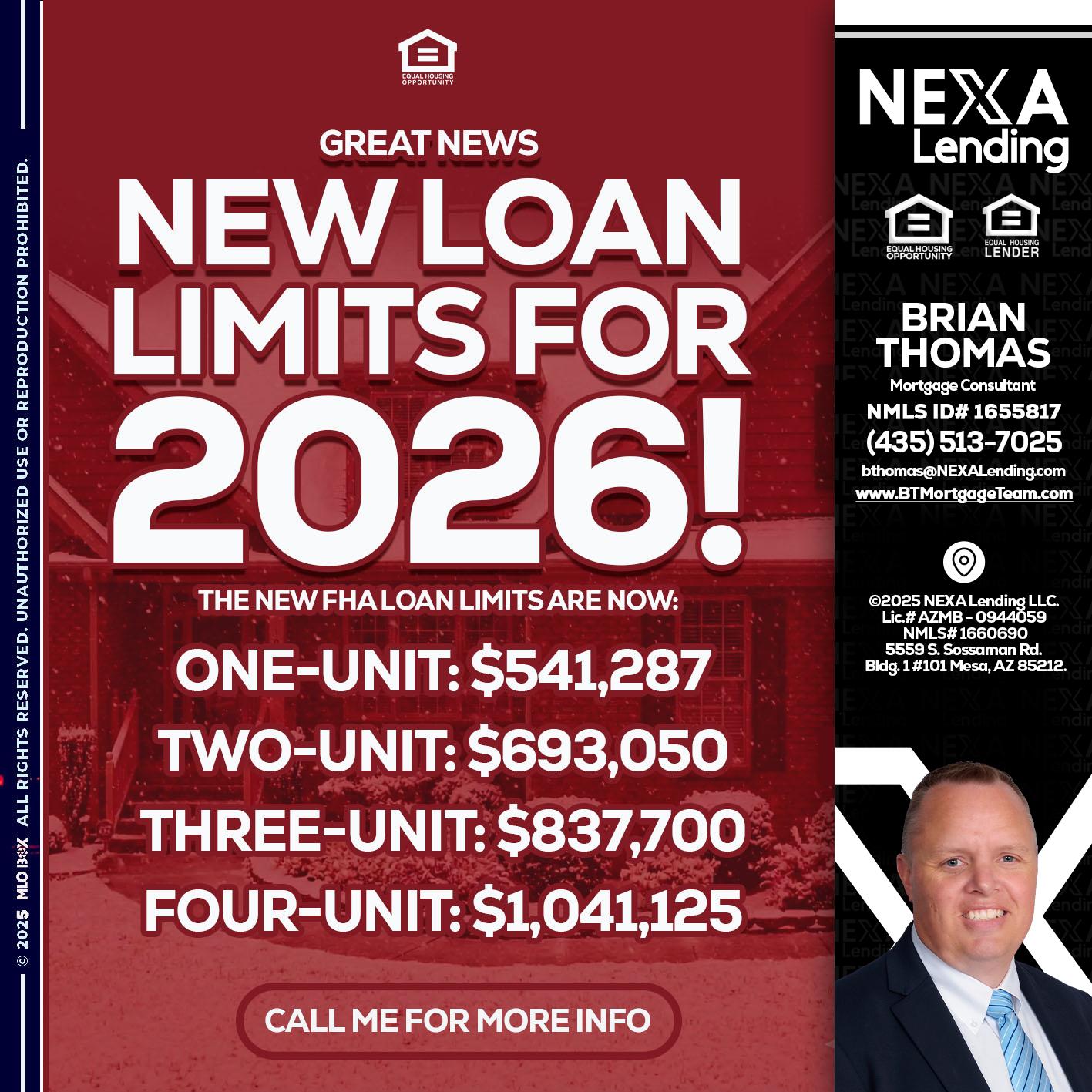 loan limits - Brian Thomas -Mortgage Loan Originator